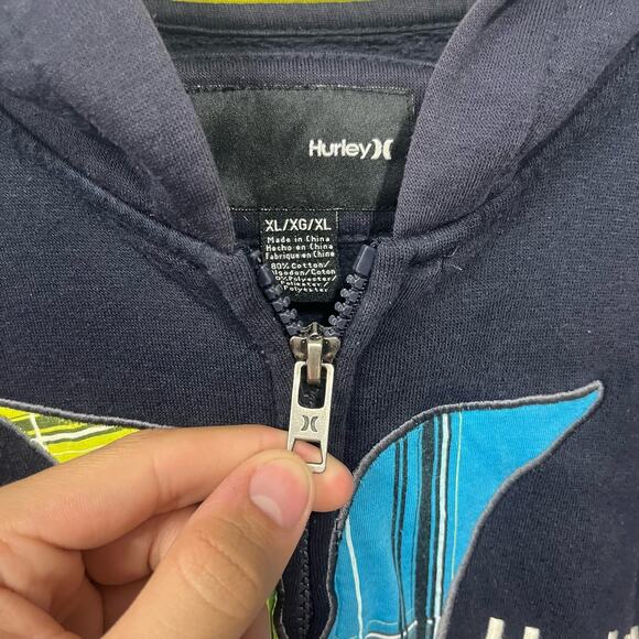 VTG Y2K Hurley Surf Skate Navy Blue Graphic Zipup SZ XL - Picture 2 of 3